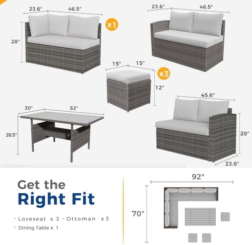 Wisteria Lane 7 Piece Patio Furniture Set, Patio Sectional for All Weather