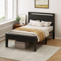 Sweetcrispy 14 Inch Twin Bed Frame with Wood Headboard, Black