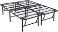 Amazon Basics Foldable Metal Platform Bed Frame with Storage Space, Sturdy Steel, No Box Spring Needed, 18 Inches High, Tool-Free Setup, Noise Free, King Size, Black