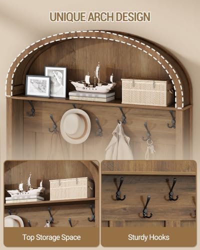 Hzuaneri Hall Tree with Bench & Entryway Coat Rack with Shoe Storage