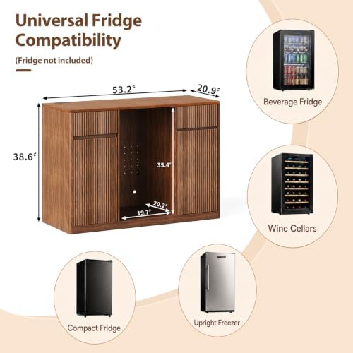 Coffee Bar with Mini Fridge Space,Liquor Wine Mini Bar Cabinet with Storage