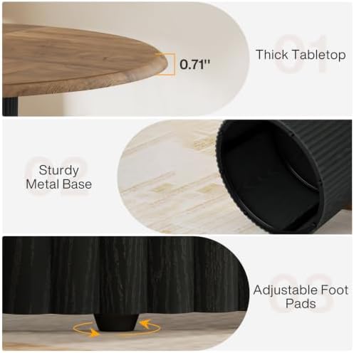 Tribesigns 47" Round Dining Table for 4, Farmhouse Kitchen Table with Metal Base, Modern Small Dinner Table for Dining Room,Kitchen (Chairs Not Included)