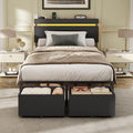 Forestell Twin Bed Frame with Wood Headboard,2 Storage Drawers & Shelf