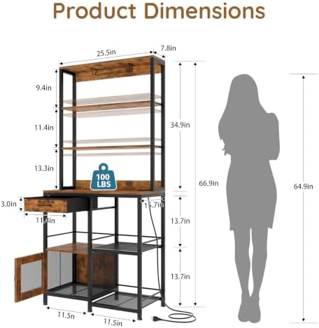 LIFECHOVY 67.7" Tall Bar Cabinet with Power Outlets