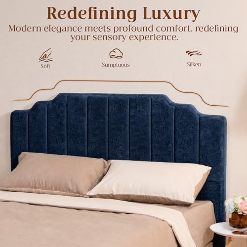 Twin Headboard, Blue Upholstered Headboard for Bed, No Assembly