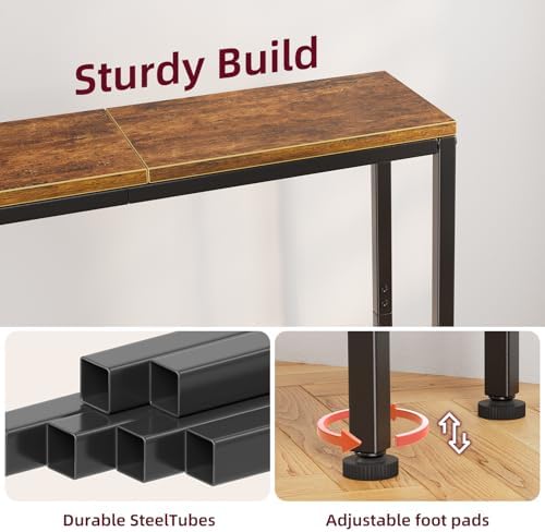 Simple Trending Console Table, 32" Sofa Table with Storage Shelf, Narrow Entryway Table, for Hallway, Behind The Couch, Living Room, Rustic Brown