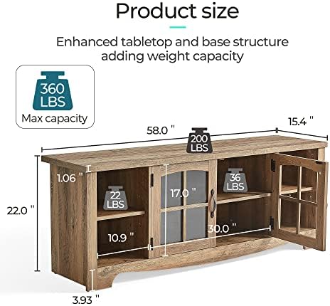 LINSY HOME Living Room Table Sets 4 Piece with TV Stand, Farmhouse TV Stand for 65 Inch TV, Coffee Table with Drawers, Two End Table with Charging Station, Brown