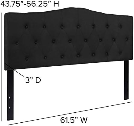 EMMA + OLIVER Black Queen Tufted Headboard