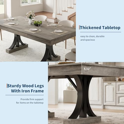 Garvee Farmhouse Dining Table for 4-6, 63-Inch Dining Table