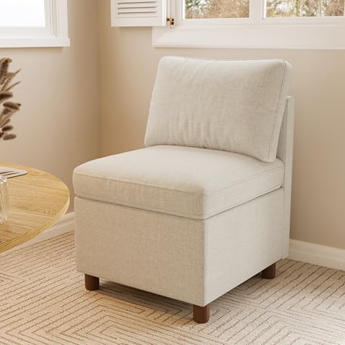 SITJOY Breakfast Nook Bench with Storage, Beige, 1 Seat