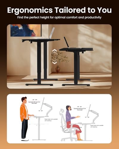 ErGear Height Adjustable Electric Standing Desk, 55 x 28 Inches Sit Stand up Desk, Memory Computer Home Office Desk, Carbon Fiber Black