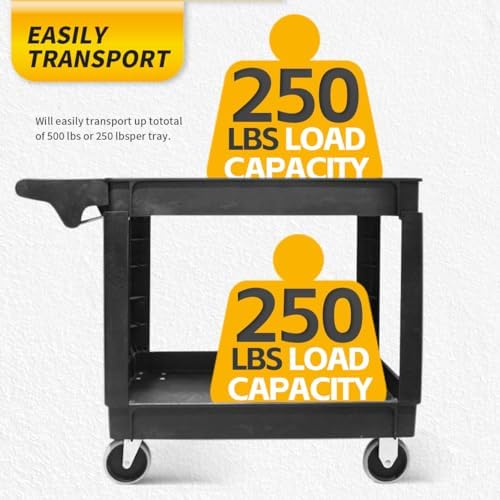 MaxWorks 50993 500-lb Utility Service PP Cart with Two Trays and Wheels 40 inch x 17 inch Overall Dimensions
