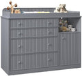 Grey Changing Table Dresser with 4 Drawers, Baby Nursery Diaper Table