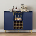 ARTPOWER 48" Wine Bar Cabinet with Fluted Texture, Buffet Sideboard, Blue