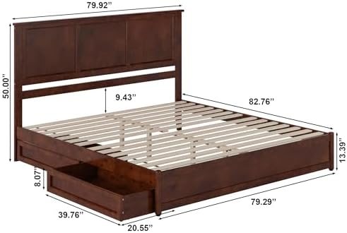AFI, Felicity King Platform Bed with Panel Footboard & Storage Drawers, Walnut
