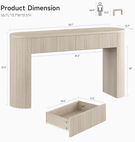 ONBRILL 55 Inch Console Table with 2 Drawers, Entryway Tables with Storage