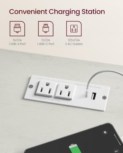 VASAGLE Farmhouse Wood Nightstands with Charging Station
