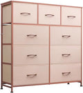 WLIVE Tall Dresser for Bedroom, 9 Drawer Chest of Drawers, Pink