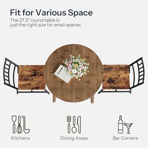 HOOBRO Bamboo Dining Table, Round Dining Table for 2, 27.5" Kitchen Table for Small Space, Writing Table, Easy to Assemble, for Dining Room, Living Room, Office, Kitchen, Apartment, Brown BR71CZ01G1