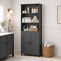 Homhedy 67" Tall Bathroom Storage Cabinet, Bathroom Floor Cabinet | Freestanding Farmhouse Cabinet with Doors and Adjustable Shelf, Linen Cabinet for Bathroom, Living Room, Laundry Room, Black