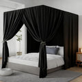 Black Canopy Bed Curtain 4 Corner Post Bed Curtains, Full