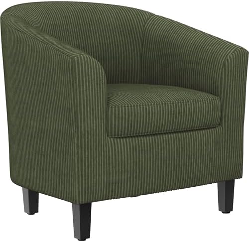 Topeakmart Corduroy Fabric Accent Chair, 300 lb Cap, Dark Green