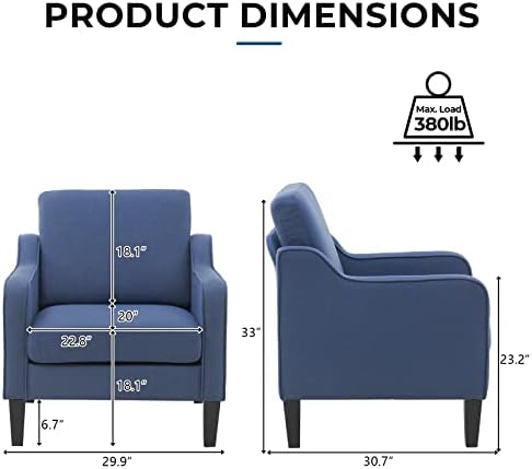 VINGLI Accent Chairs Set of 2, Modern Traditional Armchair for Living Room