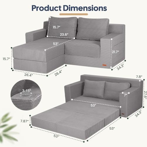 COMAX Futon Sofa Bed, Convertible Sofa Bed, Folding Boneless Couches