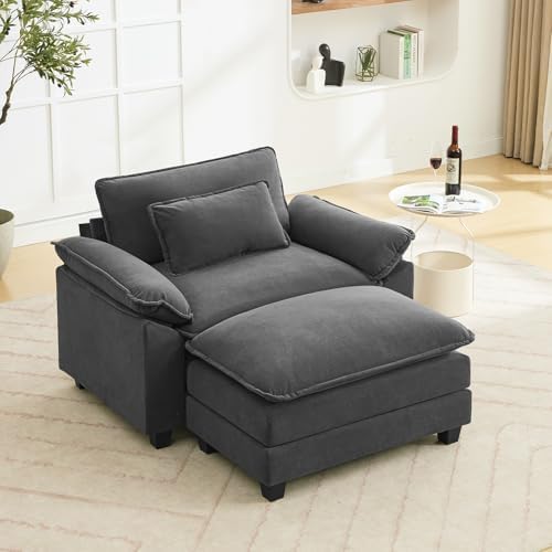 Oprisen 53" Modular Sectional Sofa, Comfy Deep Cloud Couch with Ottoman