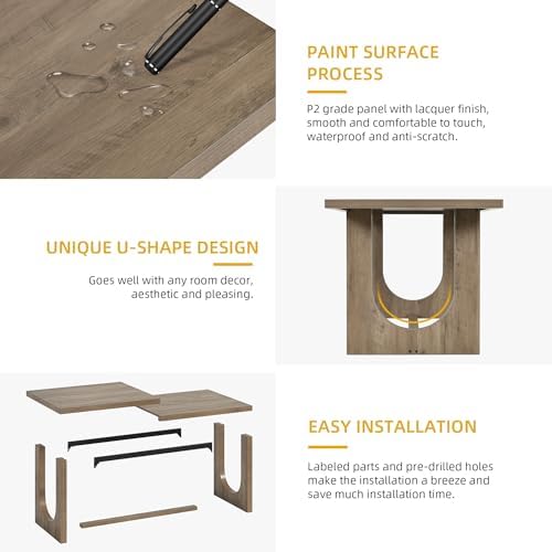 DWVO 70.86" Farmhouse Dining Table for 6-8, Wooden Table, Grey Oak