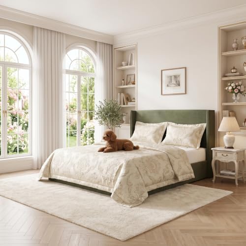 Full Lift Up Storage Bed, Corduroy Platform Bed with Headboard, Turtle