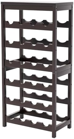 24 Botttle Wine Rack Freestanding Floor 6 Tier Bamboo Wine Rack Storage