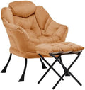 Lazy Chair with Ottoman, Comfy Reading Chair, Orange