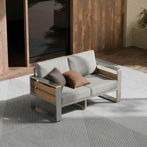 ZANDOR Aluminum Outdoor Patio Furniture-1 Pcs Loveseat,Sliver