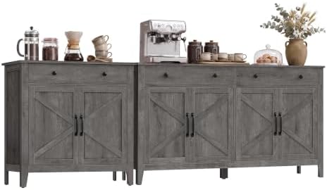 VASAGLE Farmhouse Buffet Cabinet and Coffee Bar Bundle
