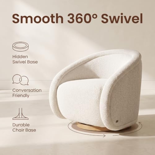 COLAMY Swivel Accent Chair, 33.5" H Modern Barrel Armchair with 5.1" Thick Cushion, Fully Assembled 360 Concealed Swivel Club Chair for Living Room, Bedroom Reading Nook & Nursery, Light Grey