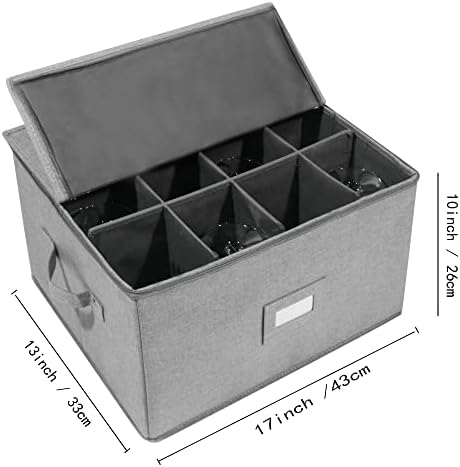 Stemware Storage Cases, Wine Glass Storage Box Containers with Dividers