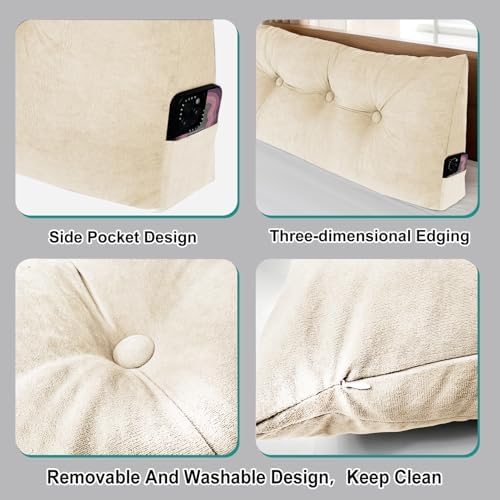 Headboard Pillow Twin, Triangular Bed Wedge Backrest Reading Pillow Cushion for Dorm Sofa Day Bed