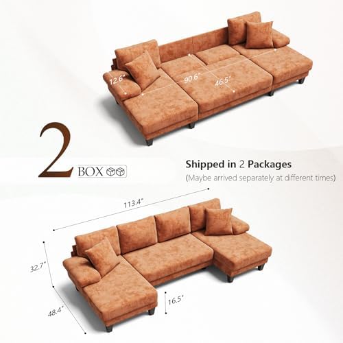 Txtin's Sleeper Sofa with Pull Out Bed 112 Inch U Shaped Sectional Couch
