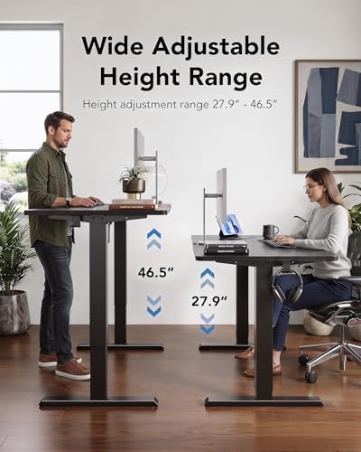 HUANUO 48x23 Inch Electric Standing Desk, Adjustable, Light Vintage Brown