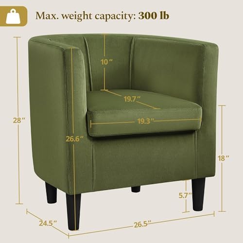 Yaheetech Barrel Accent Chairs Set of 2, Modern Armchairs, Olive Green