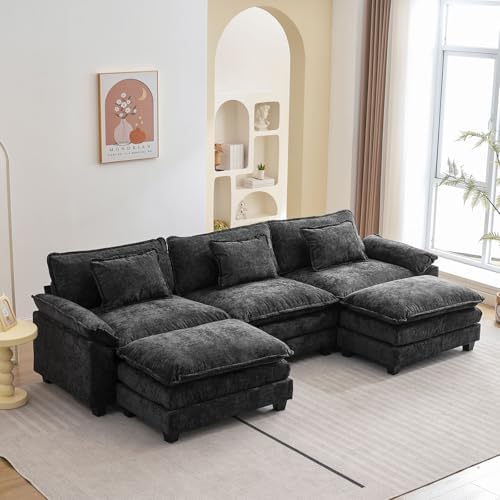 Oprisen 120" Modular Sectional Sofa, Comfy Deep Cloud Couch with Ottoman