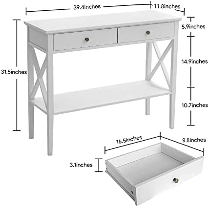 ChooChoo 39" Entryway Table with Drawers and Storage Shelf
