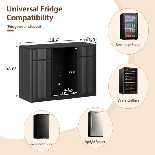 Coffee Bar with Mini Fridge Space,Liquor Wine Mini Bar Cabinet with Storage