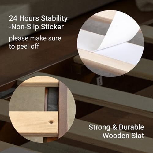 LIFEMENT Twin Bed Frame Signature Wood Platform, Noise Free, Under Bed Storage, No Box Spring Needed, Easy Assembly, Cherry