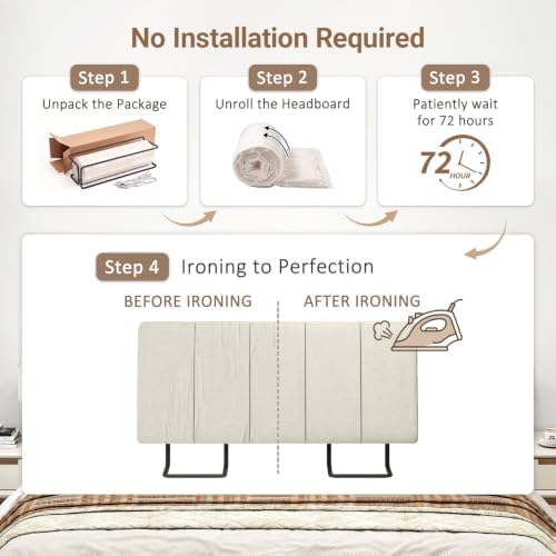 Twin Size Headboard Only-No Assembly Required, Beige
