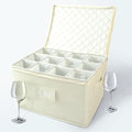 storageLAB Wine Glass Storage Case | Hard Shell Felt Dividers | Cream