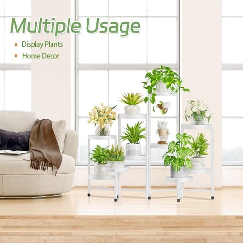 iDavosic.ly Plant Stand Indoor Outdoor, 10 Tier Metal Corner Shelf, White