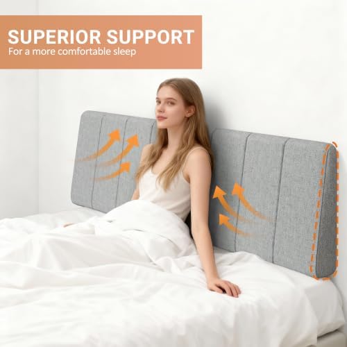 King Size Headboard Only-No Assembly Required, Light Gray