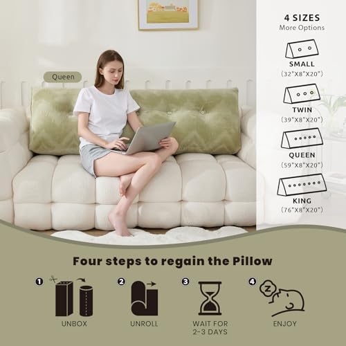 Zelladorra Headboard Pillow Queen, Triangular Wedge Pillow Headboard